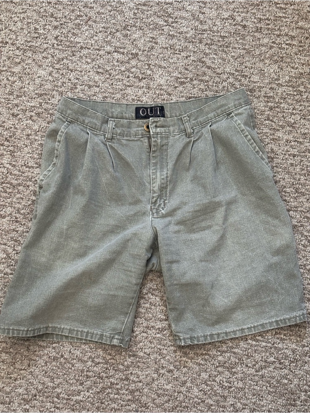 Vintage Sage Green Casual Shorts